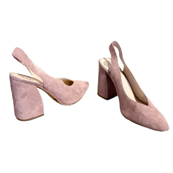 Vince Camuto "Almista" Dusty Rose Suede Sling Back Block Heel Shoes (11m) - Image 7