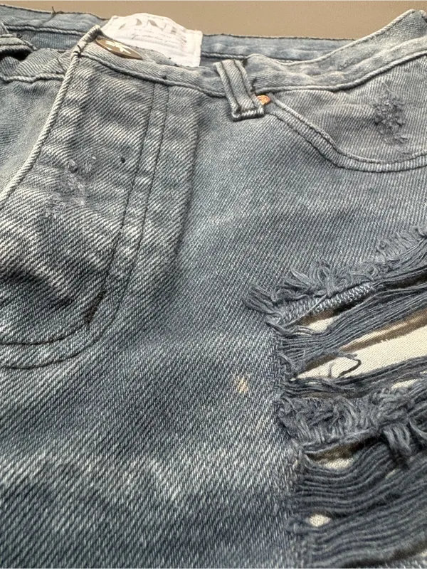 ONE TEASPOON Distressed High-Rise Blue Denim Shorts - Image 7