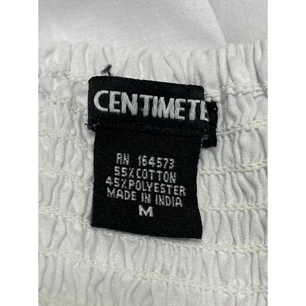 Centimeter Women's White Puff Sleeve Mini Babydoll Flare A-Line Shift Dress Sz M - Image 5