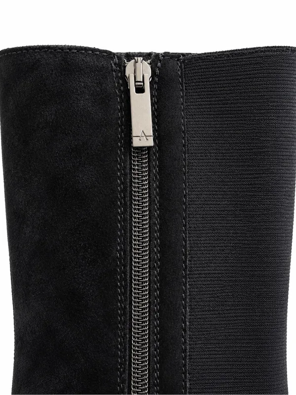 Aquatalia Giada Knee High Riding Boots 6 Black Suede Stretch Luxury - Image 11