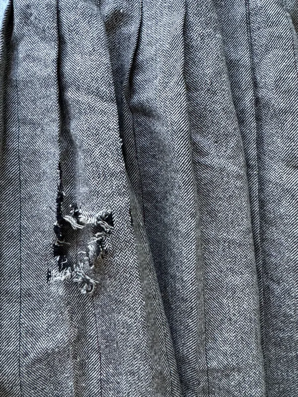 Vintage Herringbone Wool Pleated Midi Skirt - Image 6