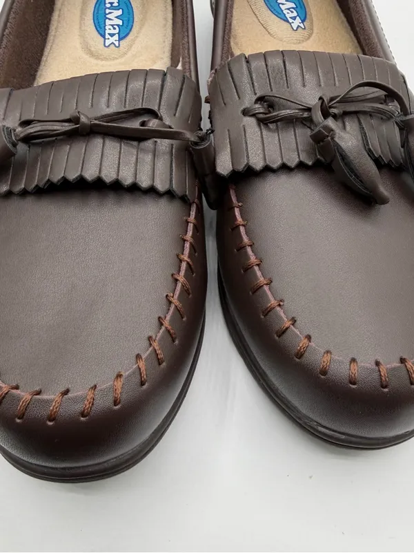 Dr Max Brown Leather Kiltie Tassel Loafers Moccasins Women’s 7.5W Wide - Image 9