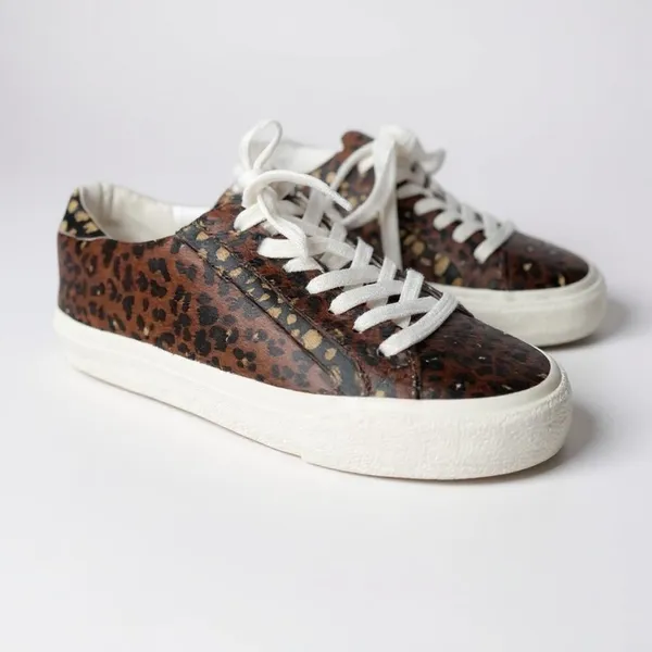 Madewell Sidewalk Calf Hair Leopard Cheetah Sneakers Women’s 7 - Image 2