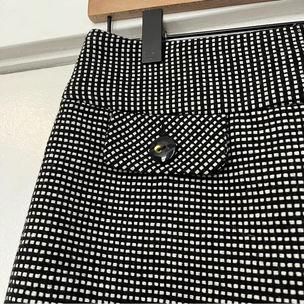 Gap black and white wool tweed checkered mini skirt women’s size 6 retro 90s - Image 6