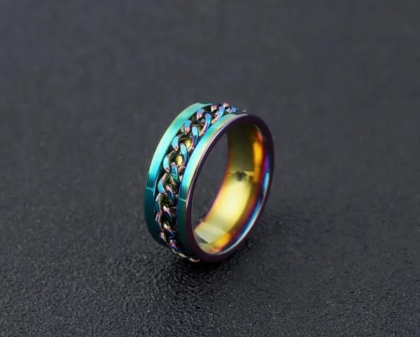 Women’s Luxury Collection Multi Titanium Stainless Steel Rotatable Ring Size 8 Multiple - Image 4