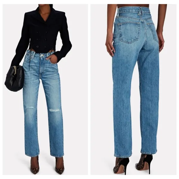 Slvrlake London Jeans SZ 27 NWT Shakedown Straight Leg Distress Denim High Waist - Image 4