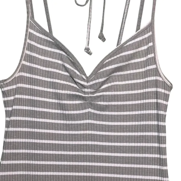 Abercrombie & Fitch Dress Womens XS Gray Striped Ribbed Knit Swing Sundress - Image 8