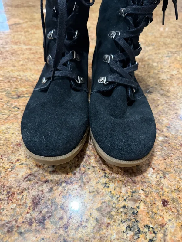 American Eagle 100% Genuine Cow Suede Black Sneaker Boots Sherpa Lined Size 9 - Image 13