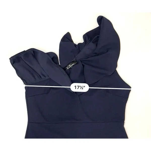 Lulu's Forever Ruffle One Shoulder‎ Trumpet Dress Navy XL Sexy Cruise Date Night - Image 9