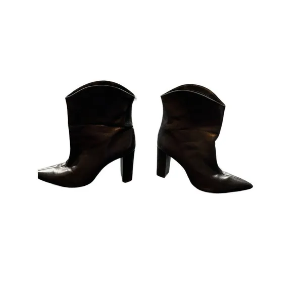 Bota Salto Alto Women's Black Leather Pointed Toe Ankle Boots 3" Heel Size 8.5 - Image 11