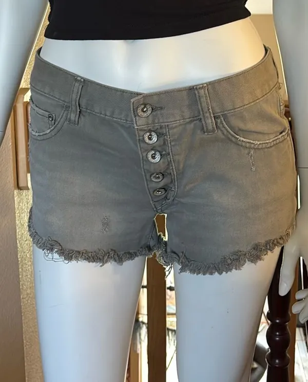 Free People Army Green Denim Shorts  - Image 5