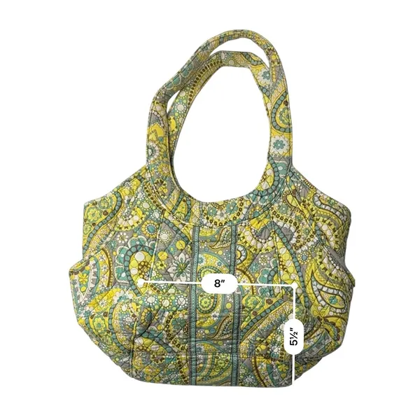 Vera Bradley Quilted "Lemon Parfait" Yellow Large Hobo Handbag Paisley‎ Bright - Image 5