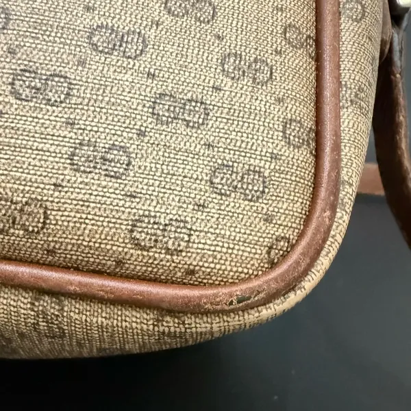 Vintage GUCCI Micro GG Supreme PVC Canvas Brown Leather Trim Shoulder Bag - Image 15