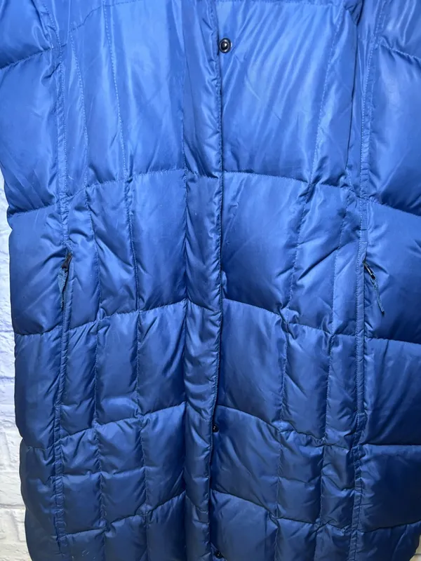 Eddie Bauer Goose Down Filled Hooded Womens Trench Coat Parka Small Blue Winter - Image 3