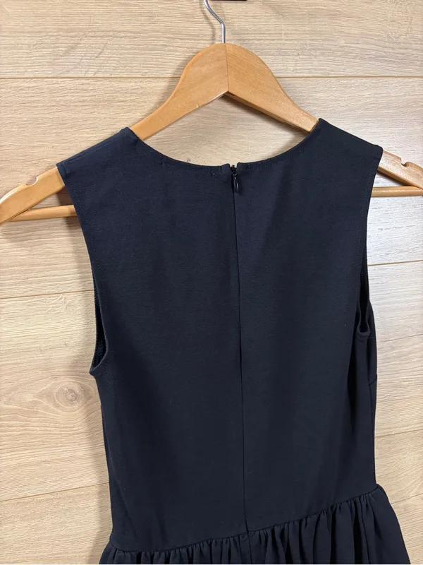 Aqua Fit & Flare Black Ponte Sleeveless Lace-Hem Dress - Image 8