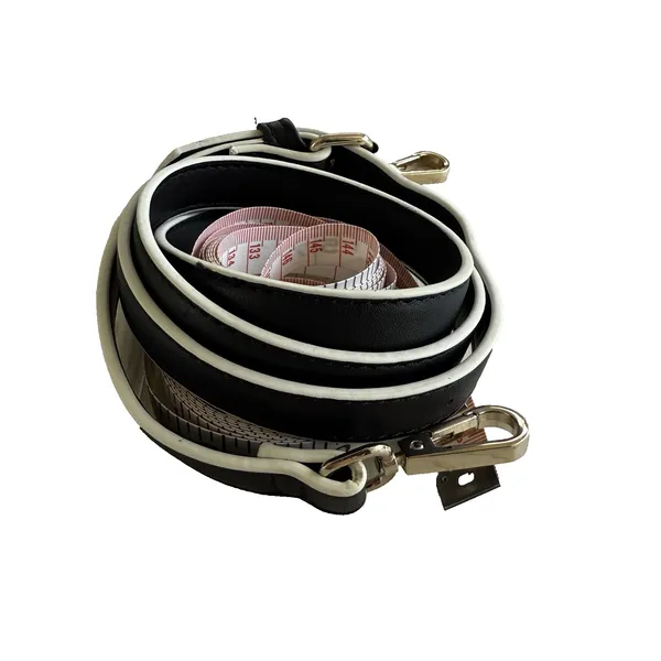 Black Faux Leather Replacement Adjustable Strap Crossbody Gold Trim - Image 2