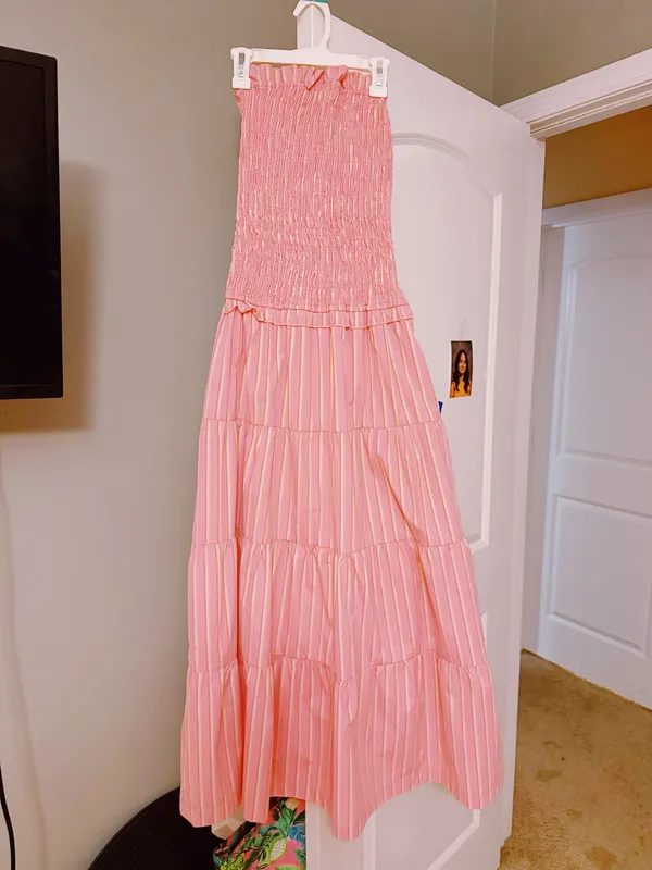 Pink striped boutique dress summer dress - Image 2