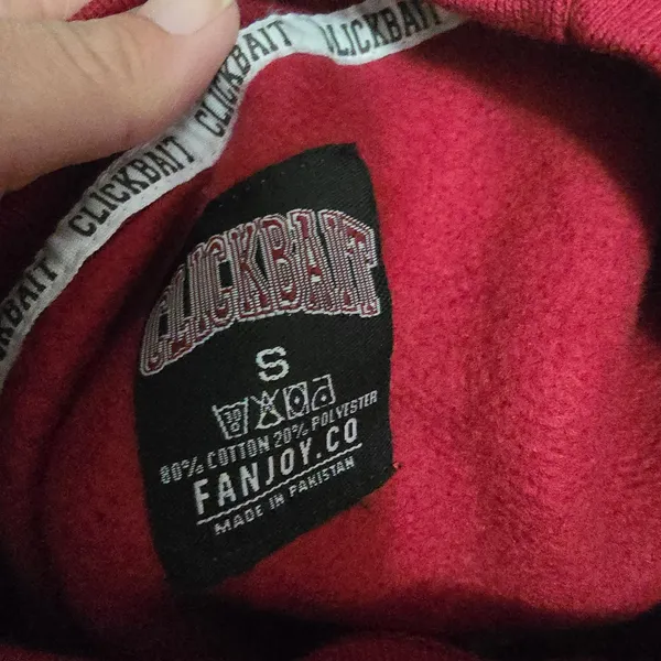 Fanjoy Clickbait Sweatshirt Small Maroon Logo Tape Sleeve Crewneck Pullover - Image 6