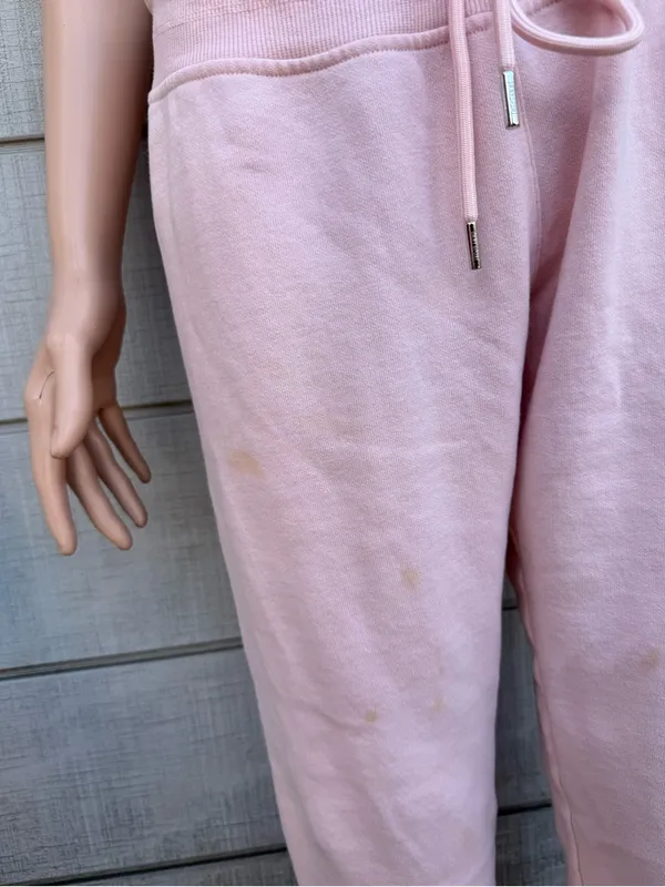 Women’s DKNY logo rhinestone drawstring sport pink jogger sweatpants size small - Image 3
