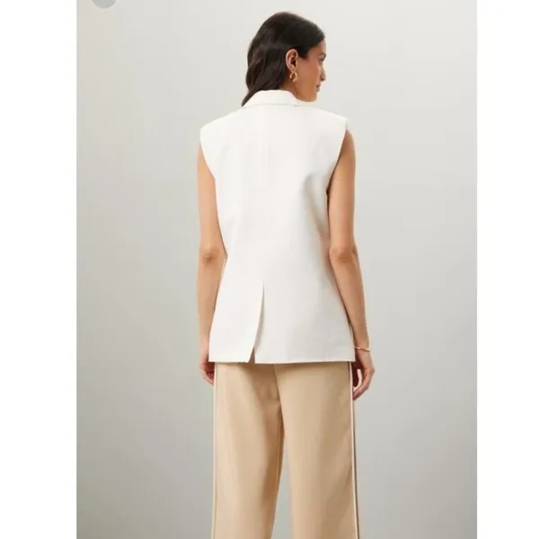 ENDLESS ROSE White Linen Blend Oversized Sleeveless Vest Blazer Size Small - Image 2
