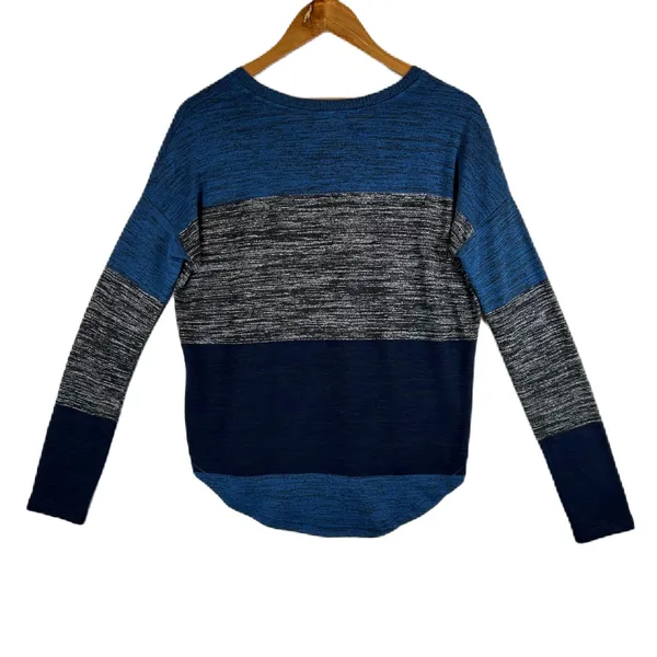 Rag & Bone Blue Gray Colorblock Knit‎ Sweater XS Long Sleeve Hudson Tee - Image 2