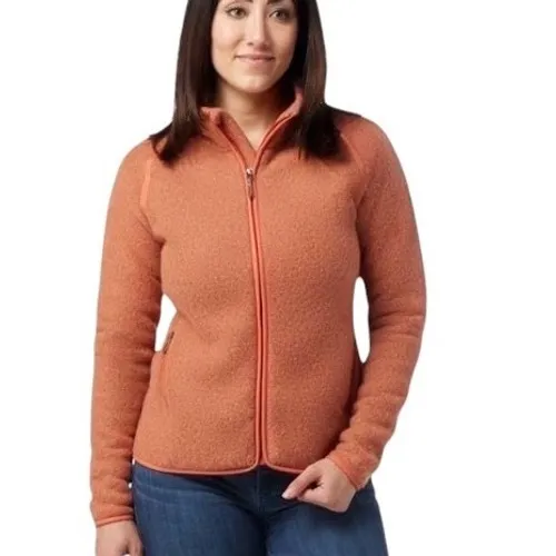 Smartwool Womens Hudson Trail Fleece Full Zip Jacket Canyon Rose Orange Medium - Image 2