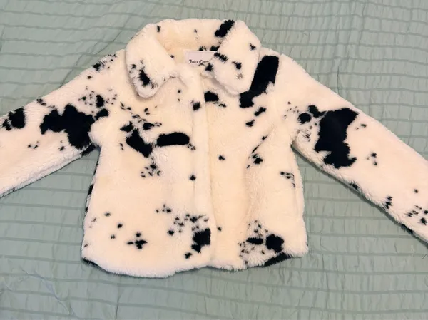 Juicy Couture White & Black Spotted Faux Fur Jacket Size M - NWOT - Image 11