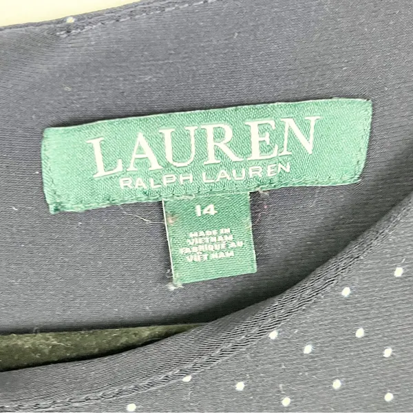 LAUREN RALPH LAUREN Navy Speckled Long Sleeves Tiered Dress Size 14 - Image 3