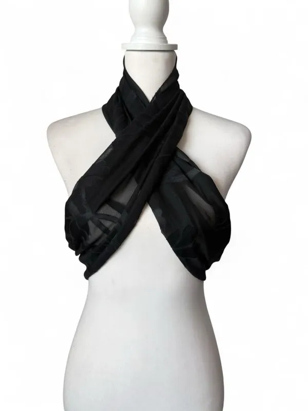 Black Beaded Shawl Scarf - Image 5