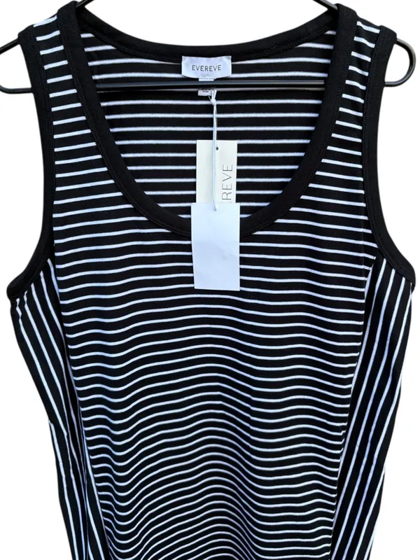 NWT EVEREVE CHARLIE Scoop Neck Pima Cotton Dress Stripe Large Retail $98.00 - Image 2