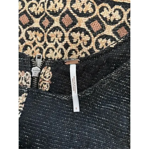 Free People Black Gold Tapestry Sleeveless Mini Dress Pockets Size 8 - Image 2