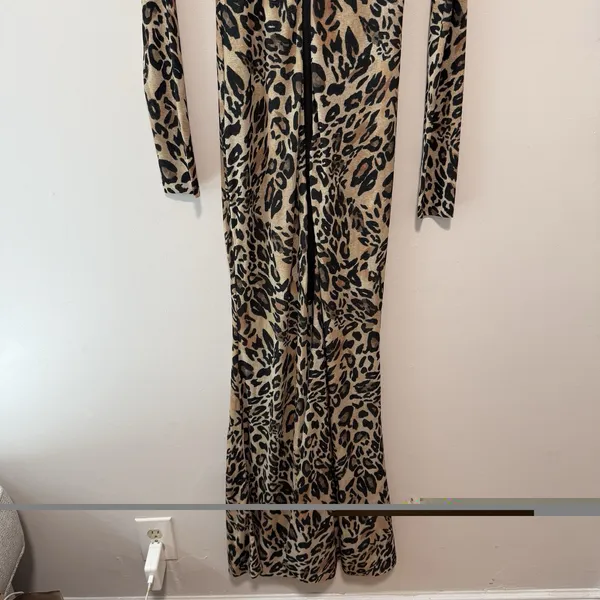 Nanushka Leopard Blaize Zipper Maxi Dress Size Small - Image 5
