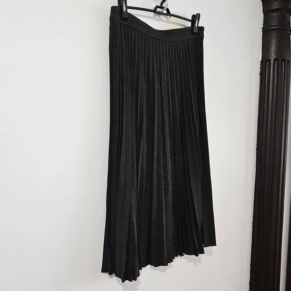 MANGO Checked Pleated Skirt - Charcoal Herringbone - Women's Size 8 - 57058271 - Image 3
