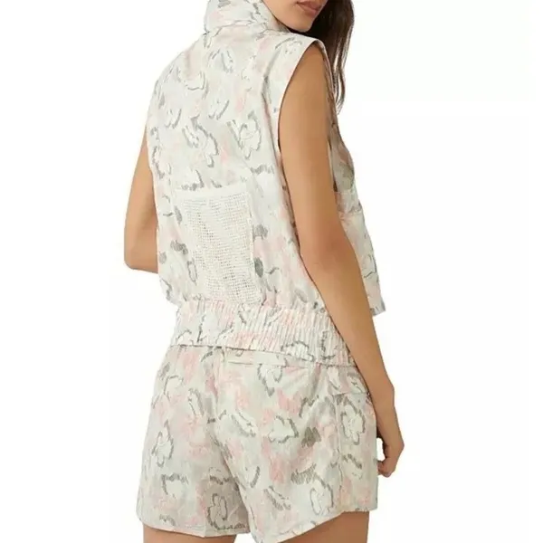 Free People FP Movement Off The‎ Grid Printed Vest in floral ivor Size small - Image 2