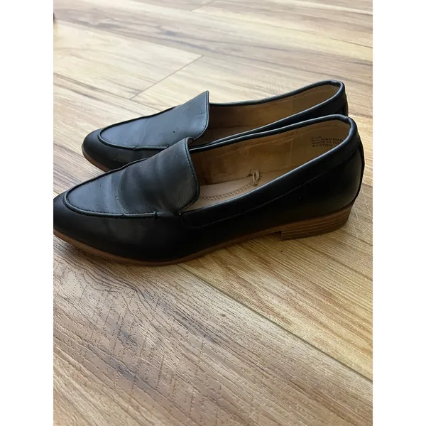 Aerosoles Easton Black Faux Leather Loafers Almond Toe Flats Wm 8.5W - Image 4