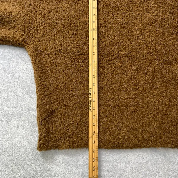 J.Crew Women M Caramel Brown‎ Bouclé Yarn Knit Sweater Mock Neck Long Sleeve - Image 7