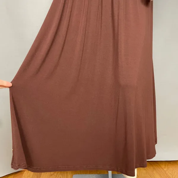 Zesica Dress Off One Shoulder Dropped Waist Brown Clingy Fitted Small Sleeveless - Image 7
