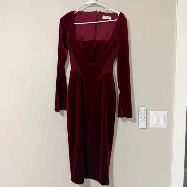 House of CB Solaine Velvet Corset Lace Midi Dress Size Small - Image 2