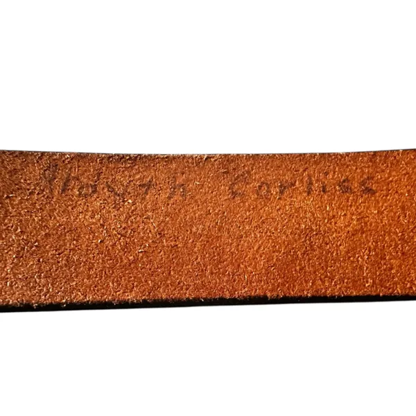 Genuine Leather White Embossed Belt Sz 26 Cowboy Bucking Bronco Buckle Vintage - Image 12
