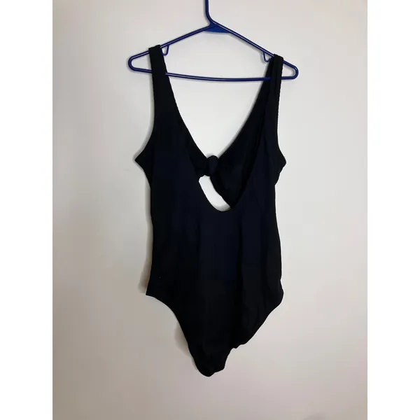Aerie One Piece Swimsuit Women XXL Black Excellent Ribbed Cutout Knot Detail - Image 5