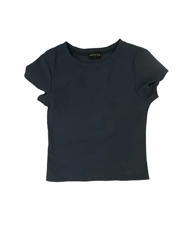 White Fox Take Me There Ribbed Baby Tee Navy - Image 3