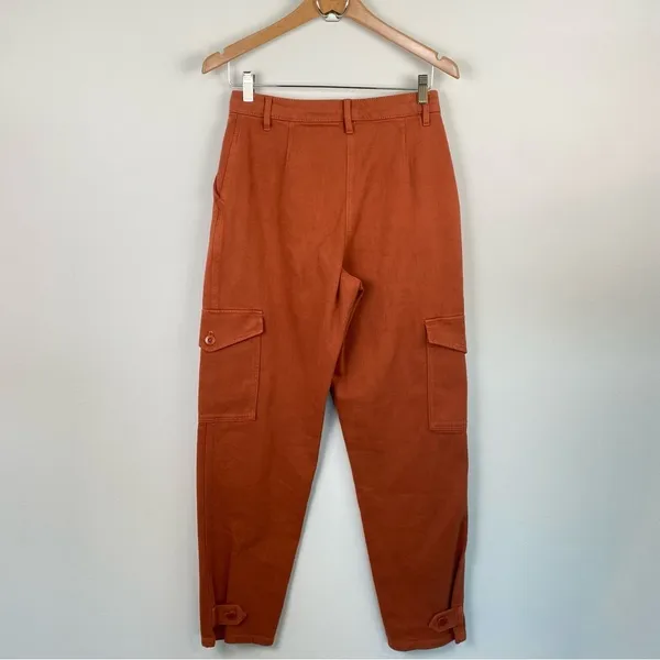 Aritzia Wilfred Free Modern Cargo Pant Rust Red Brown Button Fly High Rise - Image 9