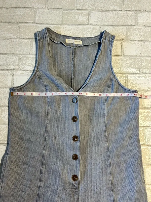 Stitch & Feather Light Blue Denim Romper Size L - Image 4