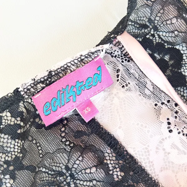 Edikted Womens Whimsigoth Coquette Cara‎ Sheer Lace Open Back Top Size XS - Image 7