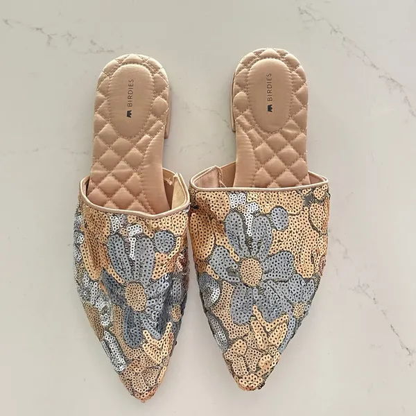 BIRDIES The Dove Gold Sequin Mules Size 7.5 - Image 4