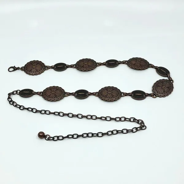 Y2K Boho Antique Bronze Medallion Chain Belt, Fits 22–37.5 Inches, X7GA1174 - Image 6