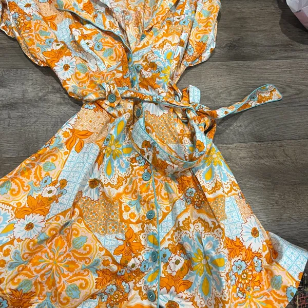 &Merci orange‎ and blue mini dress size S - Image 4