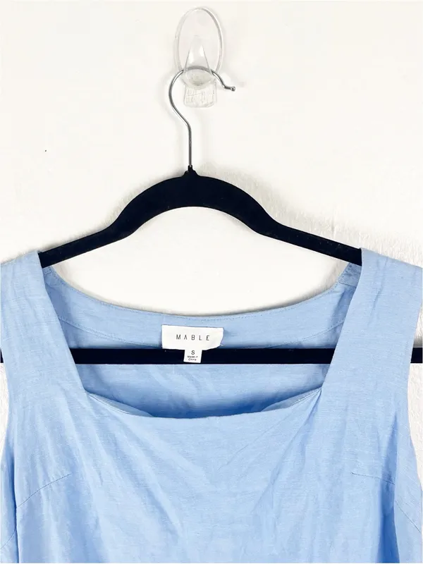 MABLE Light Blue Linen Blend Crop Top Small Casual Neutral Spring Summer Boho - Image 7