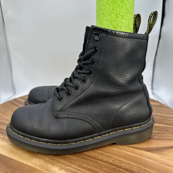 Dr. Martens 1460 Smooth Leather Lace Up Boots‎ Black Combat Goth Moto Women's 5 - Image 3