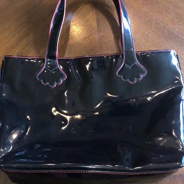 Stephanie Johnson for Saks Fifth Avenue Black Patent Leather Classic Bag Tote - Image 8